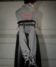 YIKAI LABORATORY（イカイラボラトリー）の「【YIKAI LABORATORY】GHOST FREQUENCY DISTRESSED TURTLENECK / 【イカイラボラトリー】ゴーストフリークエンシーディストレストダメージタートルネックボーダー長袖Tシャツ＜着用動画あり＞（Tシャツ/カットソー）」
