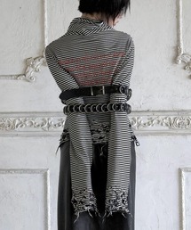 YIKAI LABORATORY（イカイラボラトリー）の「【YIKAI LABORATORY】GHOST FREQUENCY DISTRESSED TURTLENECK / 【イカイラボラトリー】ゴーストフリークエンシーディストレストダメージタートルネックボーダー長袖Tシャツ（Tシャツ/カットソー）」
