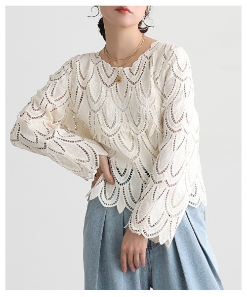 Sawa a la mode(サワアラモード)の「総レースレイヤードプルオーバー(Tシャツ/カットソー・レディース・ブラック/ホワイト・FREE)」の20枚目の写真