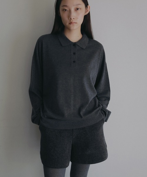anuke(アンヌーク)の「Highgauge Polo Tops(Tシャツ/カットソー・レディース・ブラウン/チャコールグレー・FREE)」の1枚目の写真