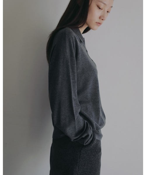 anuke(アンヌーク)の「Highgauge Polo Tops(Tシャツ/カットソー・レディース・ブラウン/チャコールグレー・FREE)」の4枚目の写真