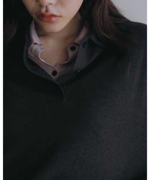 anuke(アンヌーク)の「Highgauge Polo Tops(Tシャツ/カットソー・レディース・ブラウン/チャコールグレー・FREE)」の14枚目の写真