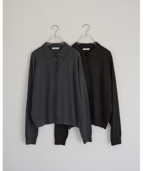 anuke(アンヌーク)の「Highgauge Polo Tops(Tシャツ/カットソー・レディース・ブラウン/チャコールグレー・FREE)」の5枚目の写真