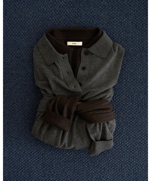 anuke(アンヌーク)の「Highgauge Polo Tops(Tシャツ/カットソー・レディース・ブラウン/チャコールグレー・FREE)」の6枚目の写真