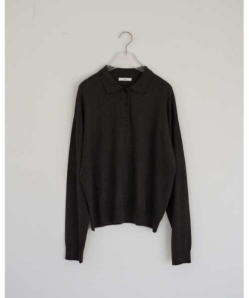 anuke(アンヌーク)の「Highgauge Polo Tops(Tシャツ/カットソー・レディース・ブラウン/チャコールグレー・FREE)」の9枚目の写真