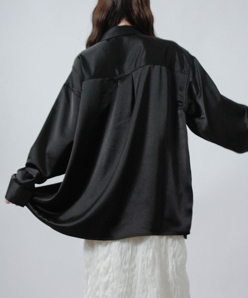 NYLAUS(ナイラス)の「【SG】レース サテン オーバーサイズシャツ 長袖(シャツ/ブラウス・レディース・ブラック/アイボリー・M)」の15枚目の写真