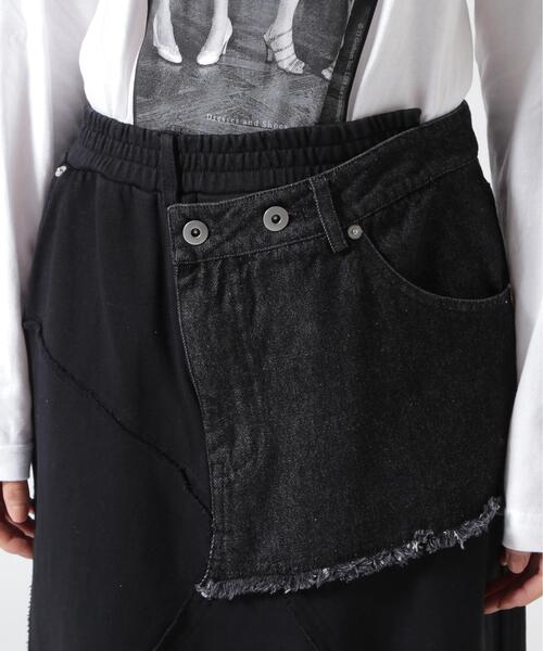 AULA AILA(アウラアイラ)の「AULA AILA/アウラアイラ/DENIM SWEAT DOCKING FLARE SKIRT(スカート・レディース・ブラック/ブルー系その他3・0)」の8枚目の写真