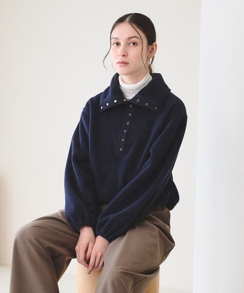 BEAUTY&YOUTH UNITED ARROWS(ビューティーアンドユースユナイテッドアローズ)の「フリース スナップ プルオーバー(Tシャツ/カットソー・レディース・ネイビー/オフホワイト/オレンジ/モカ・FREE)」の3枚目の写真