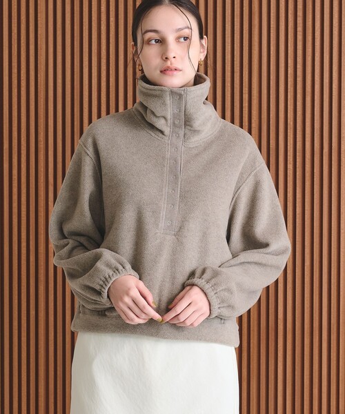 BEAUTY&YOUTH UNITED ARROWS(ビューティーアンドユースユナイテッドアローズ)の「フリース スナップ プルオーバー(Tシャツ/カットソー・レディース・ネイビー/オフホワイト/オレンジ/モカ・FREE)」の6枚目の写真