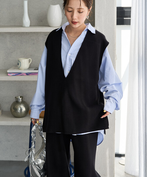 FREAK'S STORE（フリークスストア）の「限定展開　Vネック ニットベスト セットアップ(ベスト・パンツ)（その他パンツ・レディース・ブラック/ベージュ/ブラウン/グレー/ネイビー/ナチュラル・MEDIUM/SMALL）」の17枚目の写真