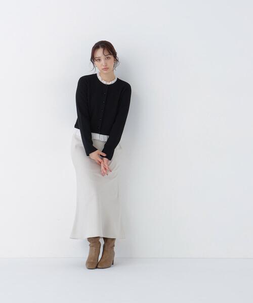 NATURAL BEAUTY BASIC(ナチュラルビューティーベーシック)の「シアーフリルトリムカーディガン(カーディガン/ボレロ・レディース・ブラック/ピンク/オフホワイト・FREE)」の22枚目の写真