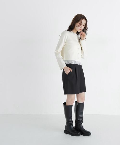 NATURAL BEAUTY BASIC(ナチュラルビューティーベーシック)の「シアーフリルトリムカーディガン(カーディガン/ボレロ・レディース・ブラック/ピンク/オフホワイト・FREE)」の12枚目の写真