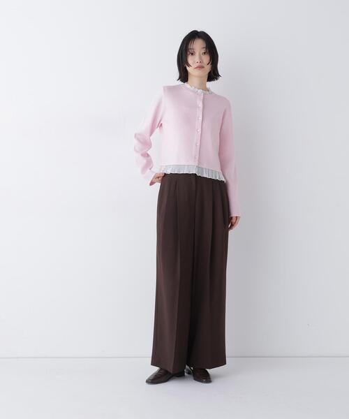 NATURAL BEAUTY BASIC(ナチュラルビューティーベーシック)の「シアーフリルトリムカーディガン(カーディガン/ボレロ・レディース・ブラック/ピンク/オフホワイト・FREE)」の14枚目の写真