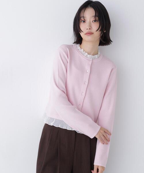 NATURAL BEAUTY BASIC(ナチュラルビューティーベーシック)の「シアーフリルトリムカーディガン(カーディガン/ボレロ・レディース・ブラック/ピンク/オフホワイト・FREE)」の15枚目の写真