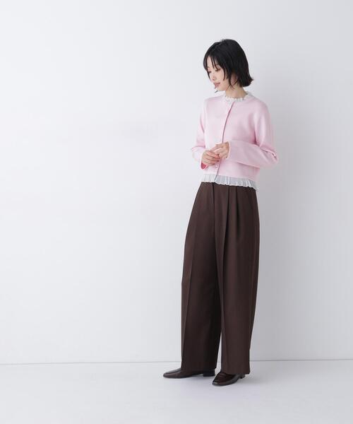 NATURAL BEAUTY BASIC(ナチュラルビューティーベーシック)の「シアーフリルトリムカーディガン(カーディガン/ボレロ・レディース・ブラック/ピンク/オフホワイト・FREE)」の16枚目の写真