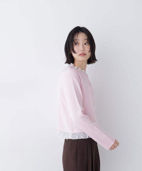 NATURAL BEAUTY BASIC(ナチュラルビューティーベーシック)の「シアーフリルトリムカーディガン(カーディガン/ボレロ・レディース・ブラック/ピンク/オフホワイト・FREE)」の17枚目の写真