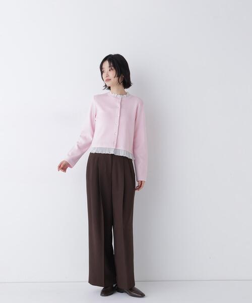 NATURAL BEAUTY BASIC(ナチュラルビューティーベーシック)の「シアーフリルトリムカーディガン(カーディガン/ボレロ・レディース・ブラック/ピンク/オフホワイト・FREE)」の18枚目の写真