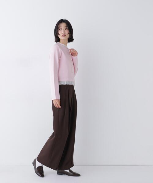 NATURAL BEAUTY BASIC(ナチュラルビューティーベーシック)の「シアーフリルトリムカーディガン(カーディガン/ボレロ・レディース・ブラック/ピンク/オフホワイト・FREE)」の20枚目の写真