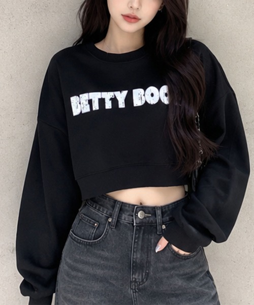 GLAMOROUS JANE(グラマラスジェーン)の「BETTY BOOPプリントショート丈トレーナー(スウェット・レディース・ブラック/レッド/オフホワイト・FREE)」の8枚目の写真