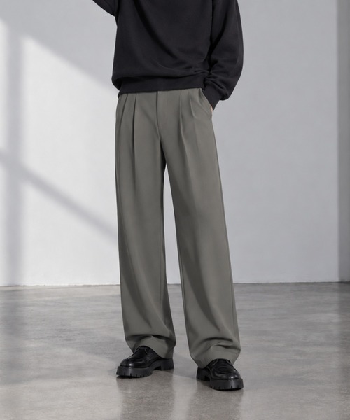 Silly（シリー）の「【穿くだけでこのこなれ感！】2タックワイドストレートスラックス（その他パンツ・メンズ・ブラック/グレー/カーキ・L）」の5枚目の写真