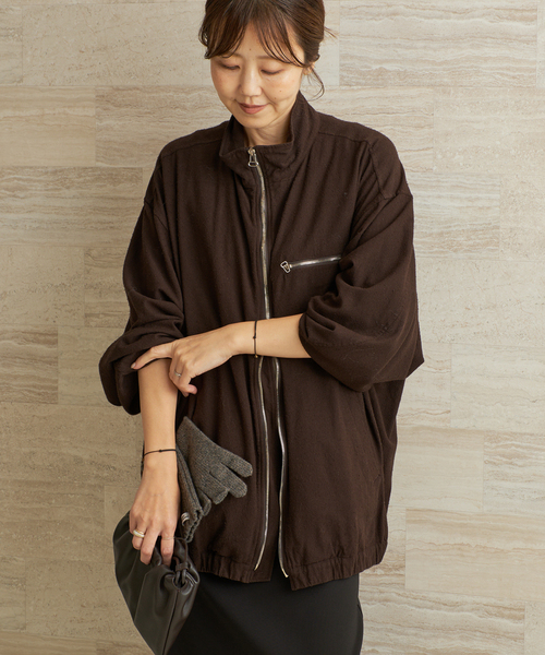 JANE SMITH / JOHN SMITH(ジェーンスミスジョンスミス)の「JANE SMITH / ジェーンスミス GARMENT DYED SILK NOIL ZIP ブルゾン(その他アウター・レディース・ブラウン・FREE)」の12枚目の写真