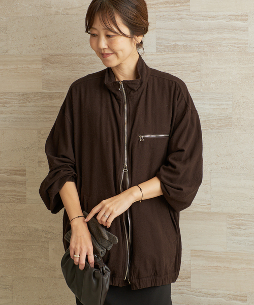 JANE SMITH / JOHN SMITH(ジェーンスミスジョンスミス)の「JANE SMITH / ジェーンスミス GARMENT DYED SILK NOIL ZIP ブルゾン(その他アウター・レディース・ブラウン・FREE)」の13枚目の写真