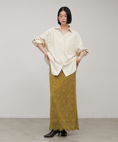 natural couture(ナチュラルクチュール)の「【LARUTA】コーディーニットオーバーサイズシャツ(シャツ/ブラウス・レディース・チャコールグレー/ベージュ/アイボリー・MEDIUM)」の12枚目の写真