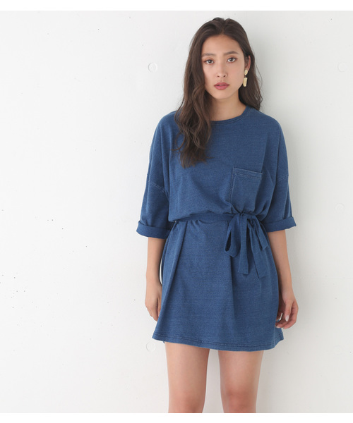 SLY（スライ）の「WAIST BELT POCKET T/SH-S（Tシャツ/カットソー・レディース・ホワイト/ライトブルー/ブルー・FREE）」の3枚目の写真