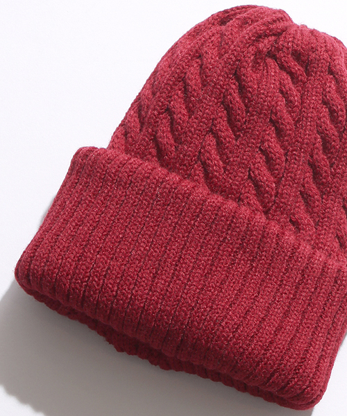 WEGO（ウィゴー）の「WEGO/ケーブルニットキャップ（ニットキャップ/ビーニー・メンズ・ブラック/ワイン/ホワイト/ダークグリーン/杢グレー/ネイビー・FREE）」の6枚目の写真