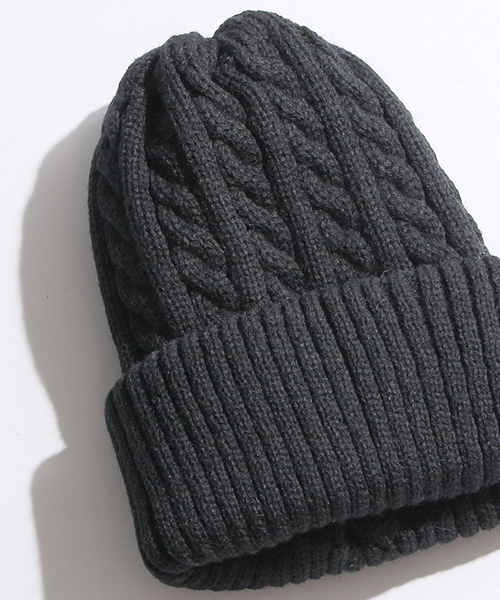 WEGO（ウィゴー）の「WEGO/ケーブルニットキャップ（ニットキャップ/ビーニー・メンズ・ブラック/ワイン/ホワイト/ダークグリーン/杢グレー/ネイビー・FREE）」の3枚目の写真