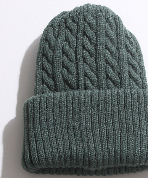 WEGO（ウィゴー）の「WEGO/ケーブルニットキャップ（ニットキャップ/ビーニー・メンズ・ブラック/ワイン/ホワイト/ダークグリーン/杢グレー/ネイビー・FREE）」の4枚目の写真