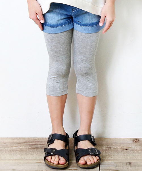 devirock（デビロック）の「天使のレギンス 7分丈 スパッツ（レギンス/スパッツ・キッズ・カーキ/スモークピンク/ダークネイビー/ブラック/ブラック系その他/杢グレー/ホワイト/ヘザーチャコール/マスタード/ホワイト系その他/ブラック系その他2・150cm/90cm/160cm/100cm/130cm/80ｃｍ/120cm/140cm/110cm）」の6枚目の写真