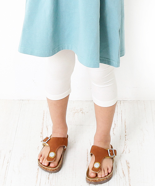 devirock（デビロック）の「天使のレギンス 7分丈 スパッツ（レギンス/スパッツ・キッズ・カーキ/スモークピンク/ダークネイビー/ブラック/ブラック系その他/杢グレー/ホワイト/ヘザーチャコール/マスタード/ホワイト系その他/ブラック系その他2・150cm/90cm/160cm/100cm/130cm/80ｃｍ/120cm/140cm/110cm）」の2枚目の写真