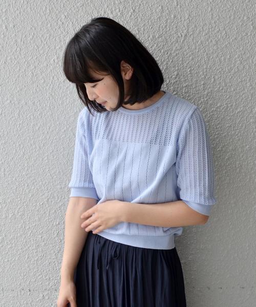 liflattie ships（リフラティ シップス）の「liflattie ships:キリカエ レース プルオーバー ◇（ニット/セーター・レディース・ホワイト/ブラック/ライトブルー・MEDIUM/SMALL）」の13枚目の写真