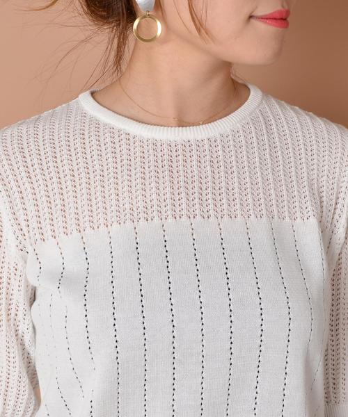 liflattie ships（リフラティ シップス）の「liflattie ships:キリカエ レース プルオーバー ◇（ニット/セーター・レディース・ホワイト/ブラック/ライトブルー・MEDIUM/SMALL）」の5枚目の写真