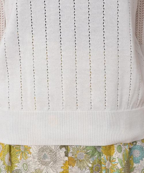 liflattie ships（リフラティ シップス）の「liflattie ships:キリカエ レース プルオーバー ◇（ニット/セーター・レディース・ホワイト/ブラック/ライトブルー・MEDIUM/SMALL）」の7枚目の写真