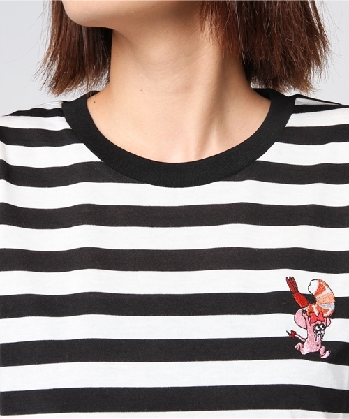 PUNYUS（プニュズ）の「ワンポイントボーダーTシャツ（Tシャツ/カットソー・レディース・ブラック系その他5/ブルー系その他5・1/2/3/4）」の3枚目の写真