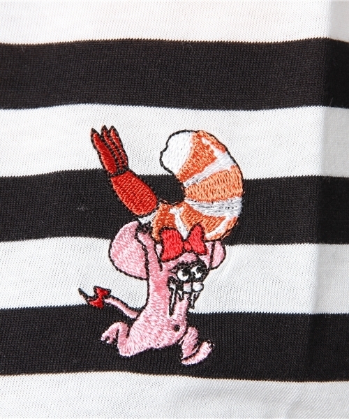 PUNYUS（プニュズ）の「ワンポイントボーダーTシャツ（Tシャツ/カットソー・レディース・ブラック系その他5/ブルー系その他5・1/2/3/4）」の6枚目の写真