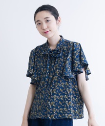 MERLOT | リボンタイ付きフラワー柄シャツ1101(シャツ/ブラウス)