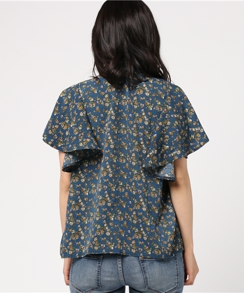 MERLOT（メルロー）の「リボンタイ付きフラワー柄シャツ1101（シャツ/ブラウス・レディース・ブルー/イエロー/ブラック・FREE）」の14枚目の写真