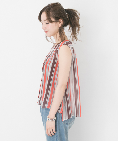 URBAN RESEARCH（アーバンリサーチ）の「マルチストライプブラウス（Tシャツ/カットソー・レディース・イエロー/オレンジ・FREE）」の10枚目の写真