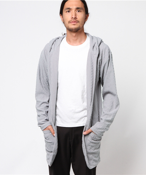 JACKROSE(ジャックローズ)の「パイル・ケーブルジャガード・コーディガン(カーディガン/ボレロ・メンズ・ブラック/グレー・L/M)」の1枚目の写真