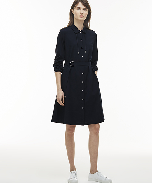 Lacoste ラコステ の デチャッタブルベルト付きフレアシャツドレス 長袖 ワンピース Wear