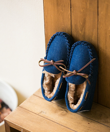 mooimooi | ふわっふわ フェイクファー リボン デザイン キッズモカシン(モカシン/デッキシューズ)