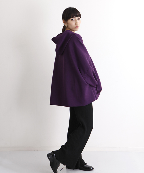 MERLOT（メルロー）の「ビッグシルエットカットオフ裾パーカー1277（パーカー・レディース・ブラック/パープル/オレンジ/オフホワイト/グリーン/イエロー/チェリーピンク・FREE）」の19枚目の写真