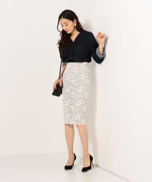 Jewel Changes（ジュエルチェンジズ）の「＜新色追加＞●JOC Lily レース タイトロングスカート2（スカート・レディース・オフホワイト/ダークグレー/ネイビー/ライトブルー・34/36/38）」の21枚目の写真