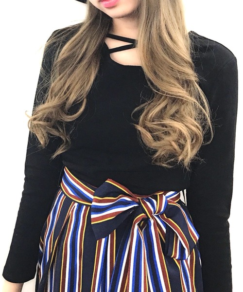 SPIGA(スピーガ)の「2wayクロスカットTOPS(Tシャツ/カットソー・レディース・ベージュ/ブラック/ホワイト・FREE)」の3枚目の写真