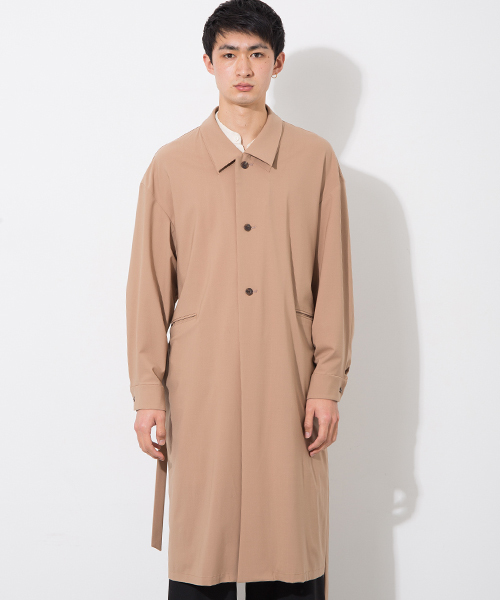 ETHOSENS（エトセンス）の「【ETHOSENS】ロングステンカラーコート（ステンカラーコート・メンズ・ブラック/ベージュ・1/2）」の5枚目の写真