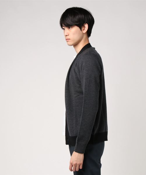 MARGARET HOWELL（マーガレットハウエル）の「CONTRAST CARDIGAN（カーディガン/ボレロ・メンズ・ダークブラウン/チャコール・MEDIUM/LARGE）」の3枚目の写真
