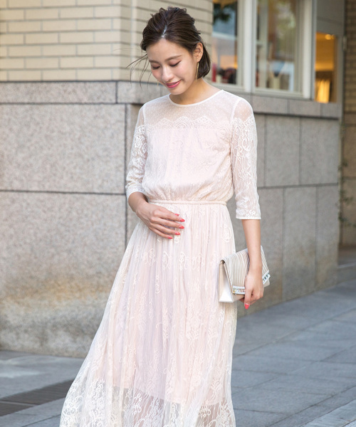 Kana(カナ)の「ドットチュール × パネル レース 結婚式 お呼ばれ パーティー ドレス(ドレス・レディース・ベージュ/ブラック/ピンクベージュ/グリーン・M)」の22枚目の写真